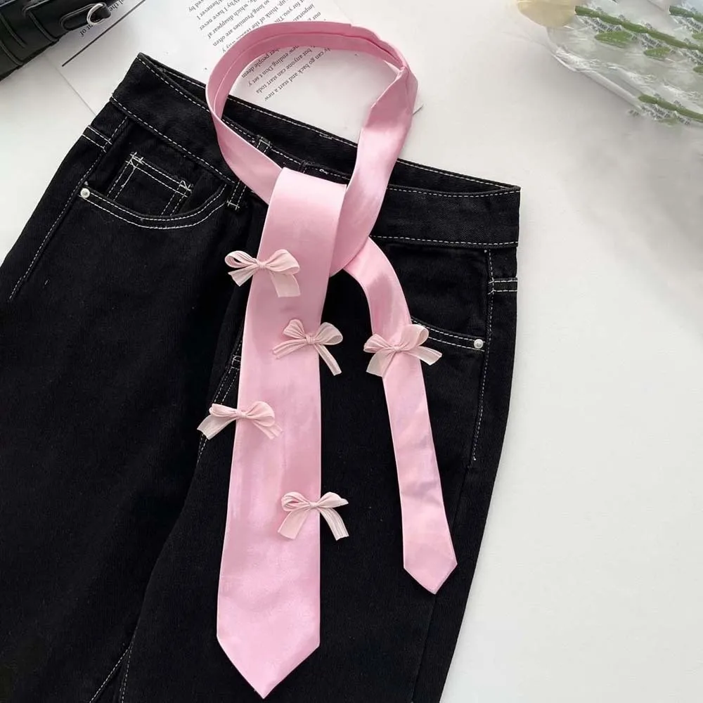 أنيقة متعددة الاستخدام الشريط ربطة القوس فيونكة الدانتيل رقيقة الديكور حزام الخصر السلس بلون ضيق وشاح طويل الطلاب