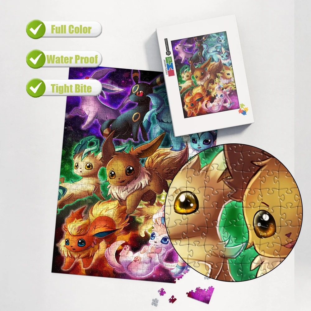 Cartoon Puzzle Children's Toys Pokemon Anime Jigsaw Puzzle Manual Diy Learning Educational Toys Kid's Birthday Gift Multi-Size