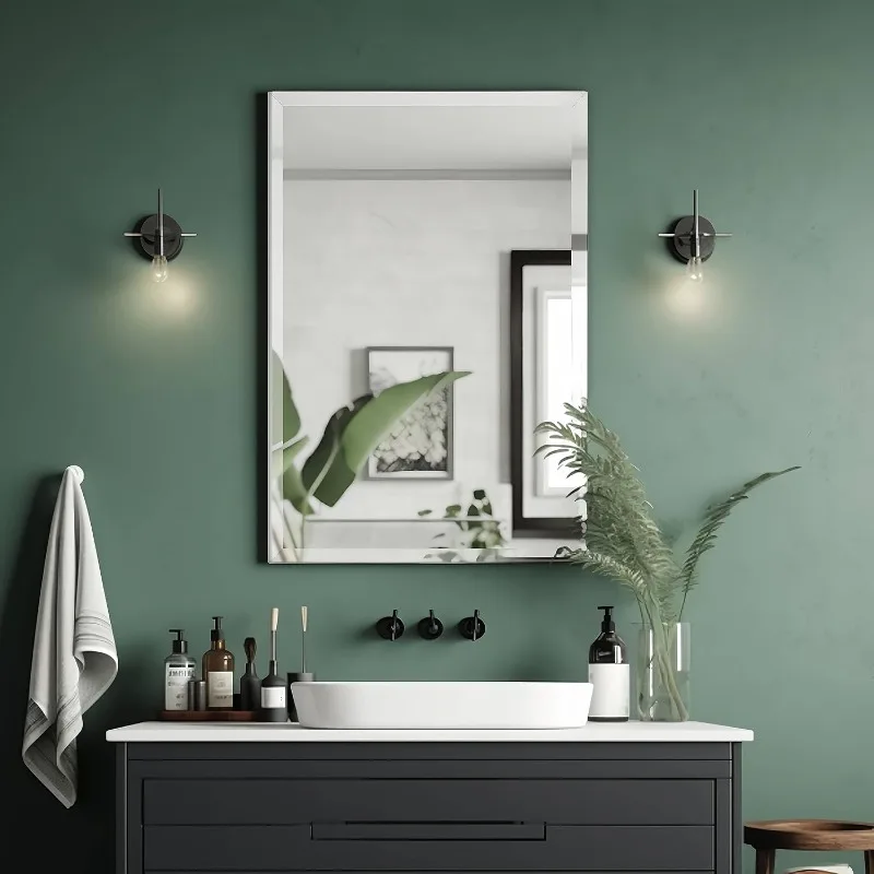 Rectangle Frameless Mirror, 20x30 inch Rectangle Mirror with 1