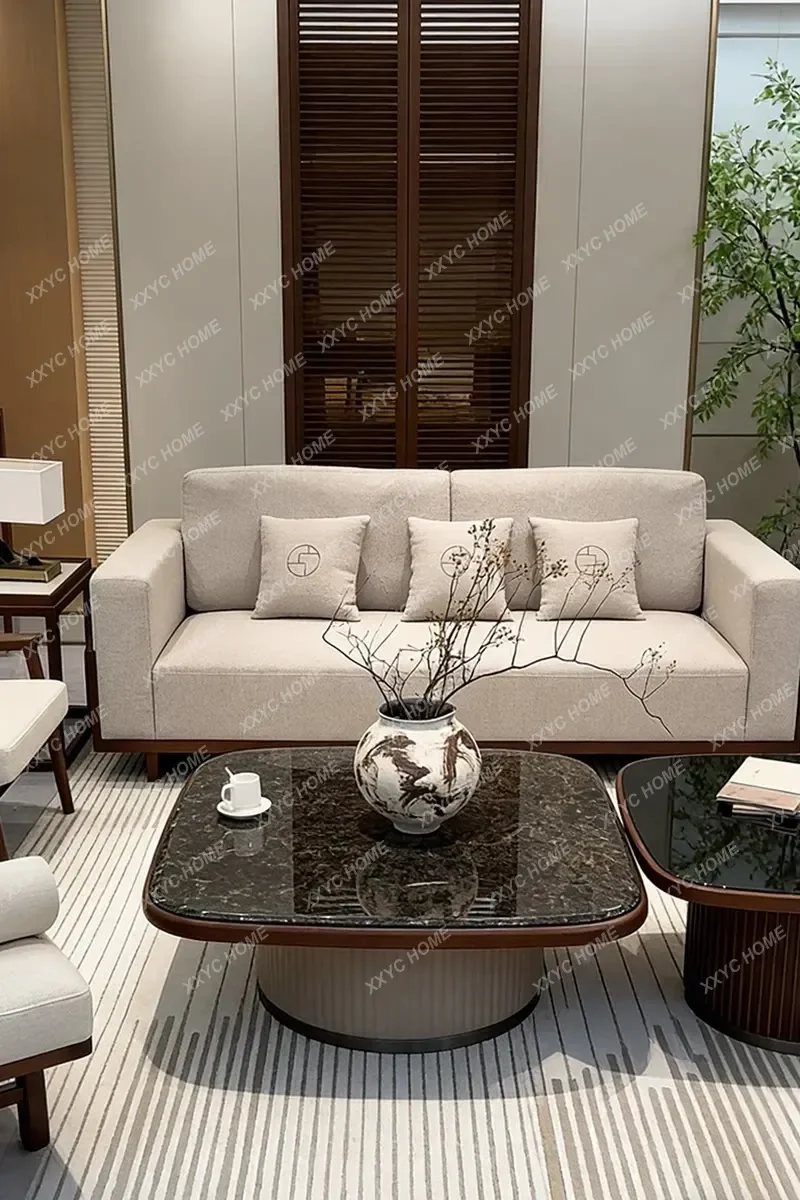 Villa clubhouse square tea table, rounded corner few solid wood sofa coffee table