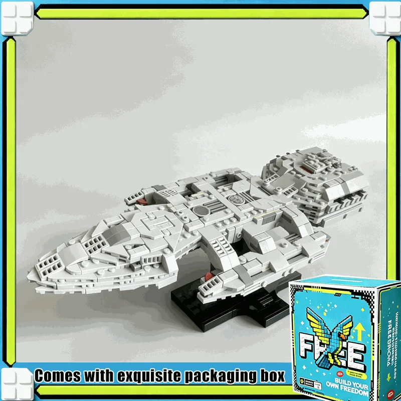 649PCS Midi Scale Galaxy Freighter Spaceship Model Custom Building Blocks Creative Space Bricks DIY Assembly Puzzle Toy Gift