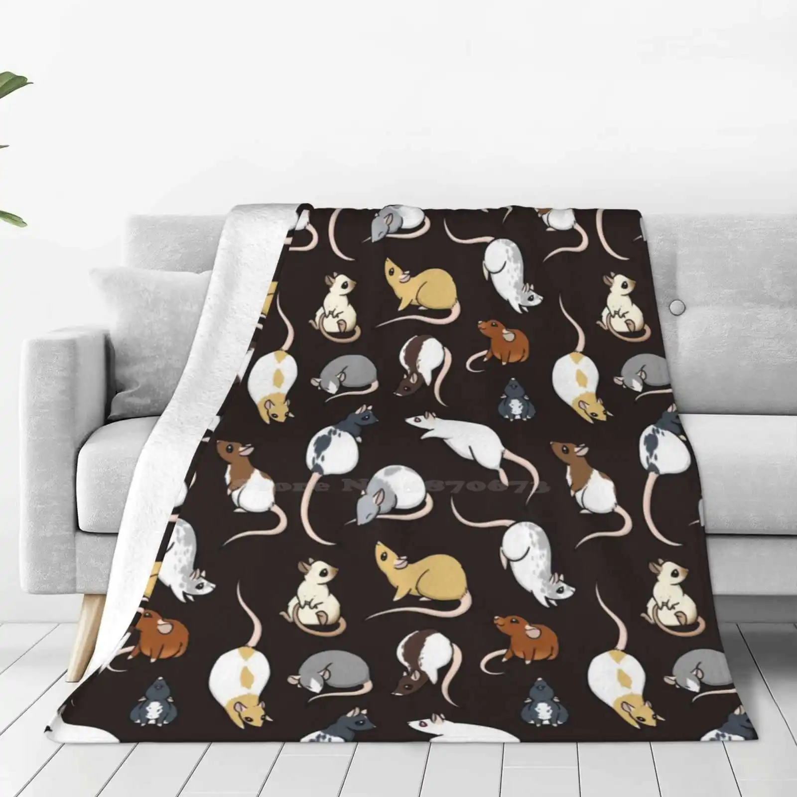 Rats Trend Style Funny Fashion Soft Throw Blanket Ratty Mouse Rat Pattern Siamese Hooded Ratmarking Rat Art Cute Rat Animal