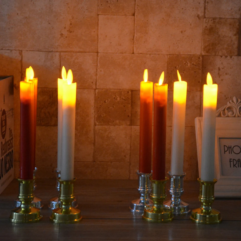 

Electric Lamp LED Rod Silver Bottom Red Rod Pattern Swing Simulation Flameless Light Environmental
