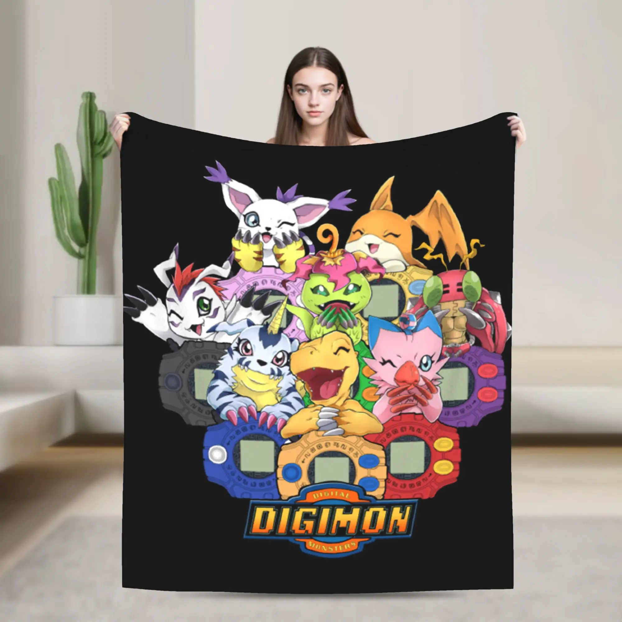 Adventure Team Flannel Blankets Digimon Nostalgic Anime Creative Throw Blanket for Home 200x150cm Bedspread,