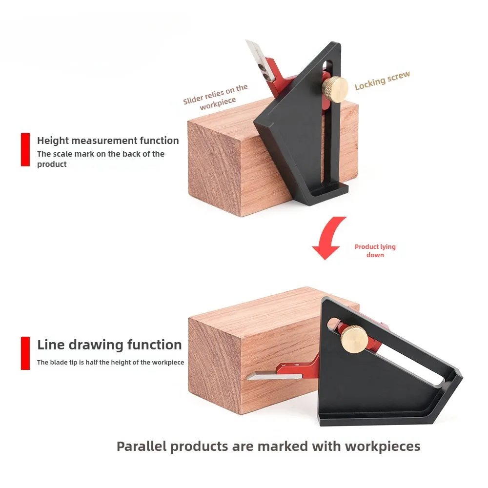Carpenter takes half of the line, cuts it with a ruler, saws the tenon and mortise, and cuts it with a solid wood cutting tool