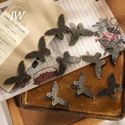 JIANWU 4 Pcs/set Vintage Distressed Butterfly Shape Metal Clip Journal Material Storage Clip Creative DIY Journal Stationery
