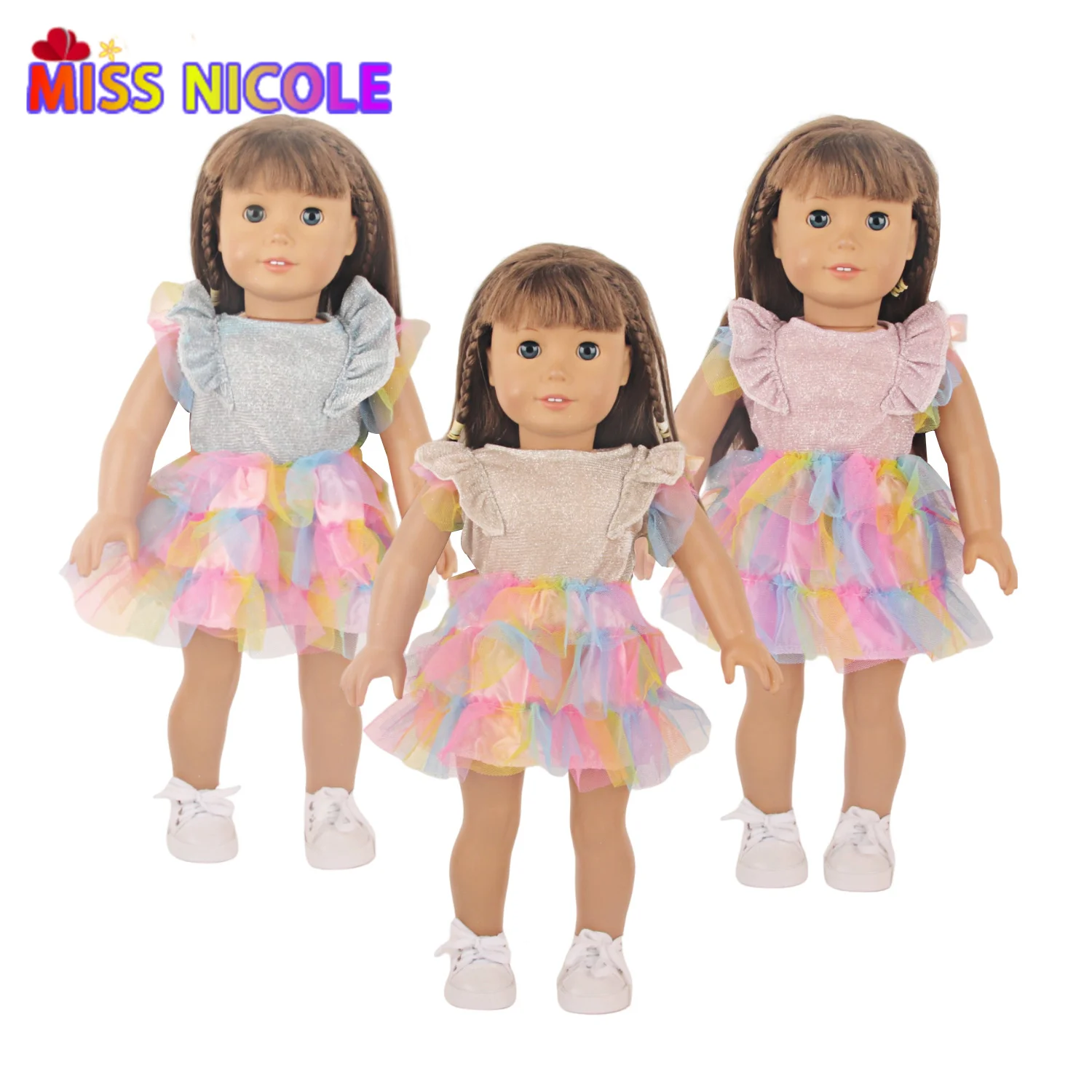 

Anime OG Girl Dress Up Colorful Chiffon Skirt 18 Inch 43cm New Baby Cosplay Matching BJD Baby Doll Accessories New