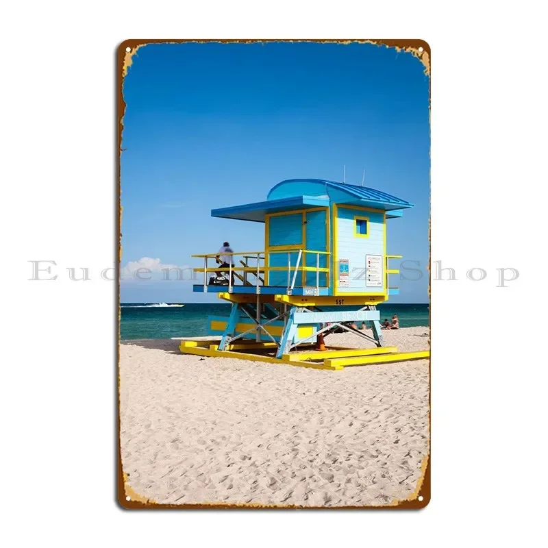 Lifeguard Miami Beach Metal Plaque Rusty Decoration Wall Cave Character Designing Tin Sign Poster