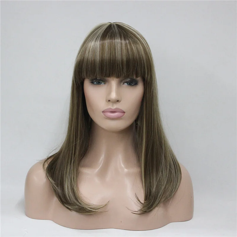 

Женский длинный прямой парик из натуральных волос золотого и коричневого цвета для девочек