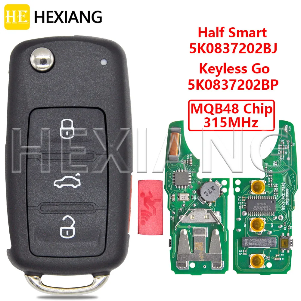 HE MQB48 Chip 315MHz KYDZ PCB 5K0837202BJ 5K0837202BP Car Remote Flip Key For VW Volkswagen Passat Jetta Beetle Caddy Multivan