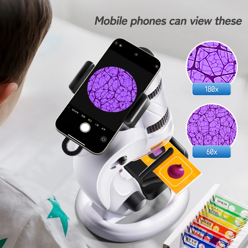 Science Microscope Toy 180x School With Light Experiment Kit Convenient Pocket Microscope Education Children STEM Gifts For Kids