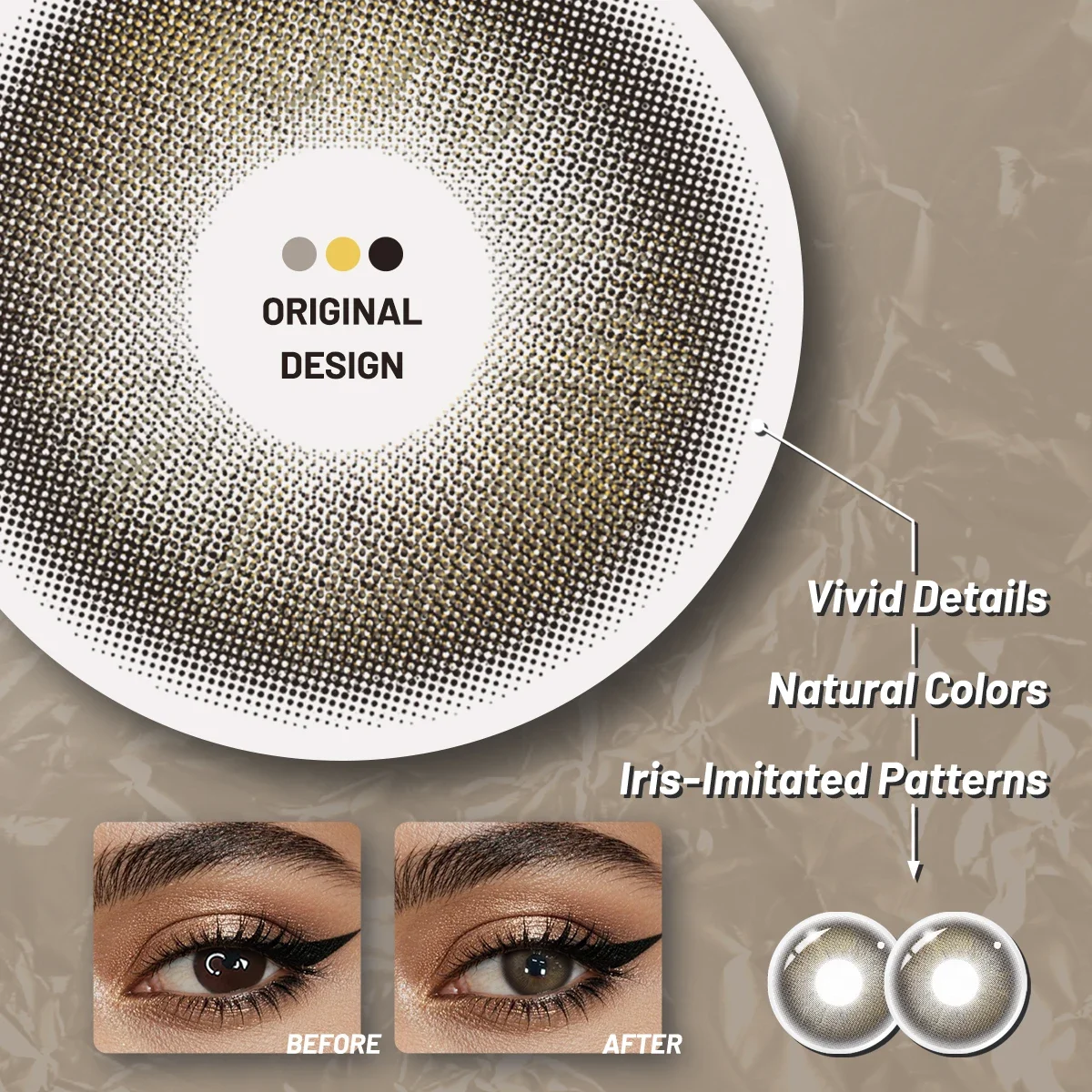 Lalens 14,5mm Farbige Kontaktlinsen für Kurzsichtigkeit Braun 6 Monate Nutzung Weiche Natürliche Augen-Schönheitsfarbkontaktlinsen für Tägliches Kosmetik-Make-up – Detail 5