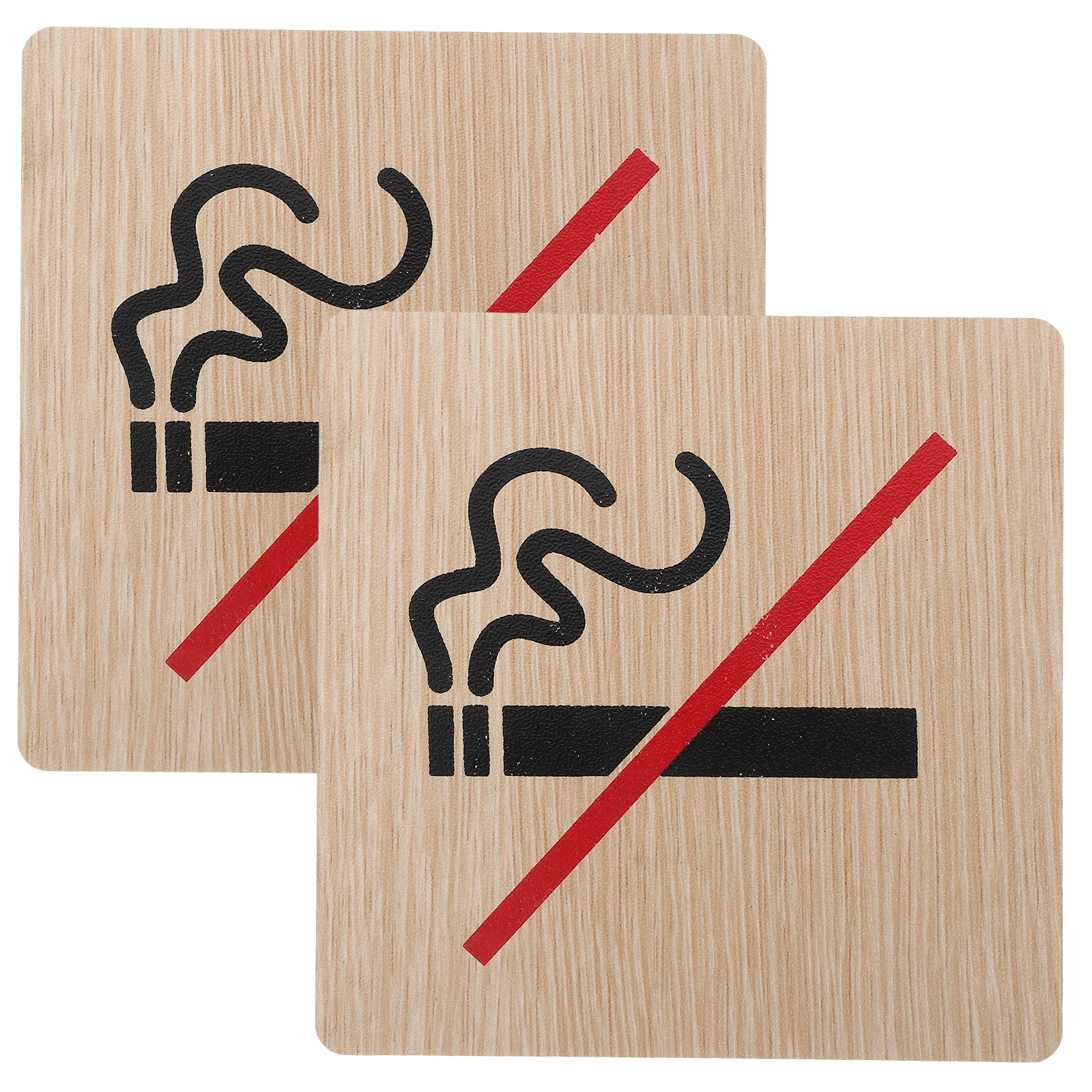 

2 Pcs No Smoking Sign Wooden Warning Signs for Office Hotel Business Safety Smoke Label Anti Smoke
