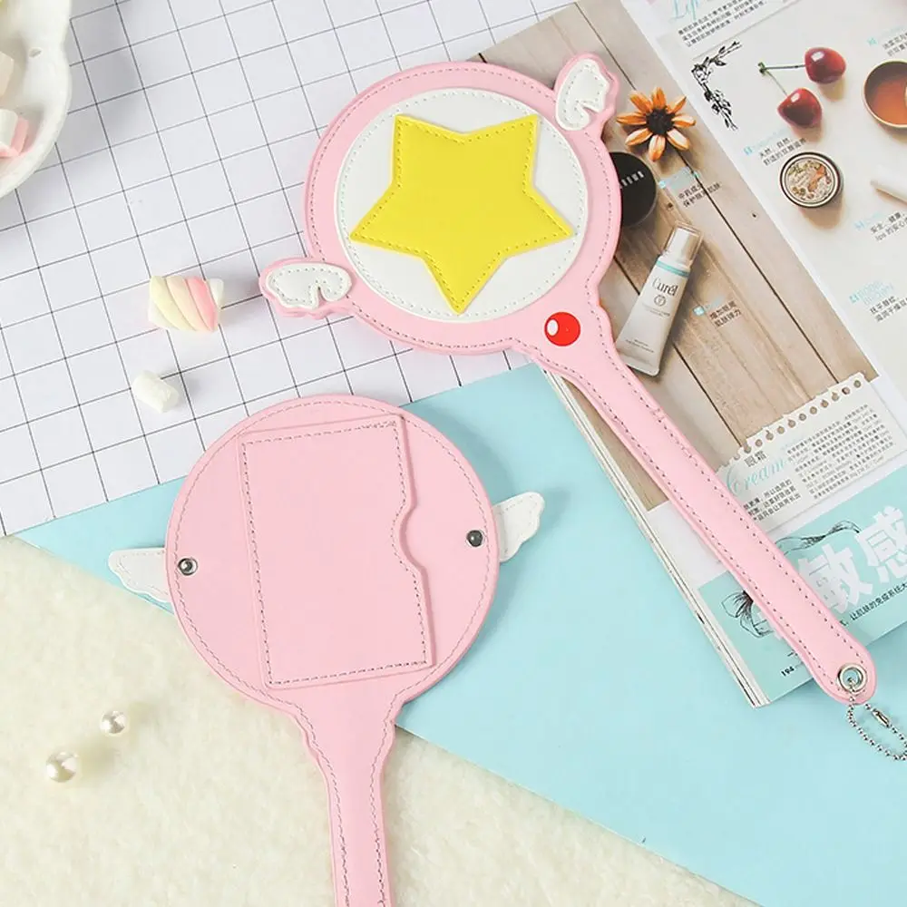 Cosplay Anime Star Magic Wand Card Bag with Wings PU Leather Card Cover Cute Protection Case Bus Subway Card