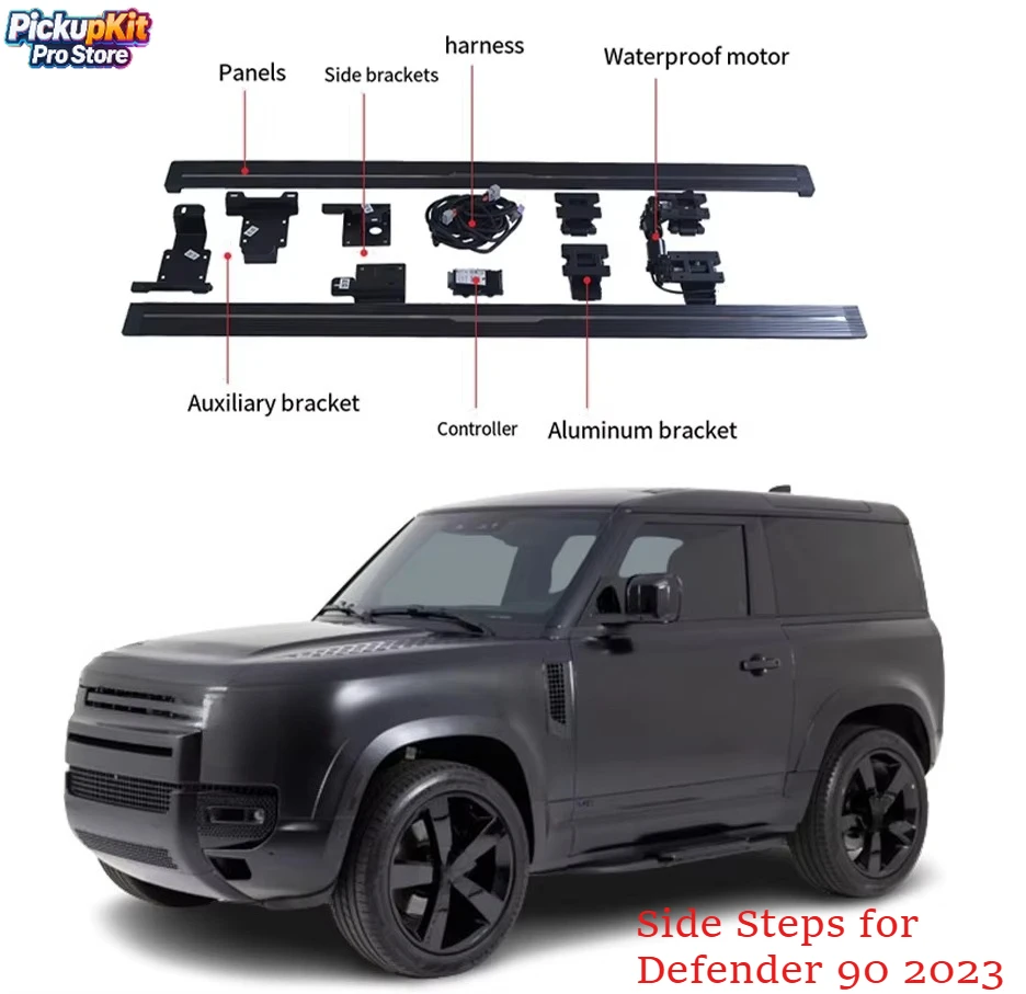 

Newest Model Electric Side Steps for Defender 90 2023 Running Board Aluminum Electric Side Step