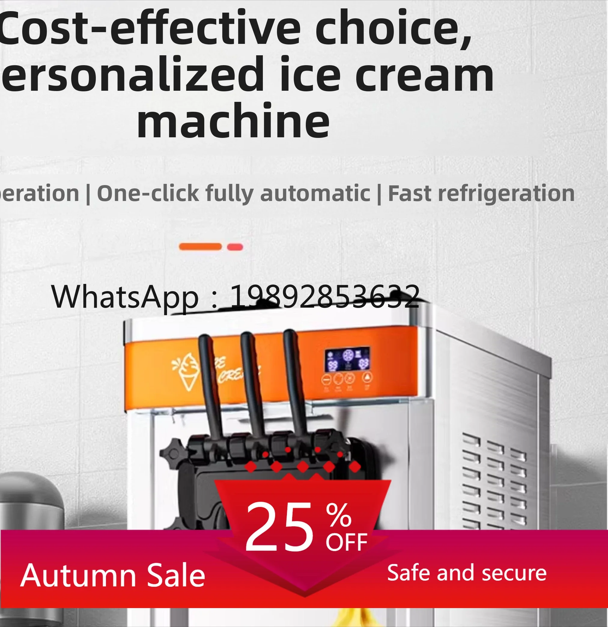 ice cream machine commercial automatic soft ice cream machine desktop cone vertical ice cream machine