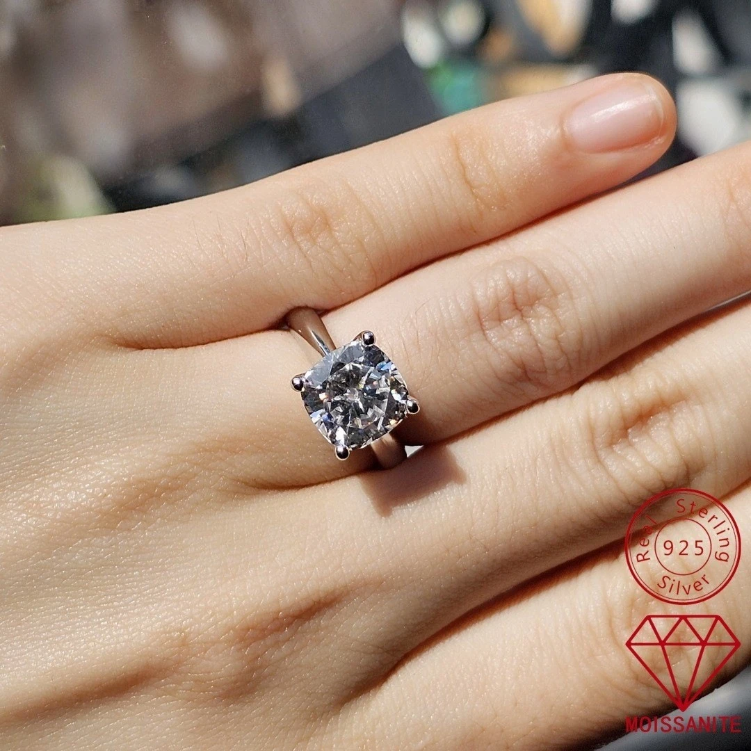 

Carnica Hot Luxury 925 Sterling Silver 3.5CT Real Moissanite Ring for Women D Color GRA Fashion Diamond Wedding Jewelry Gift New