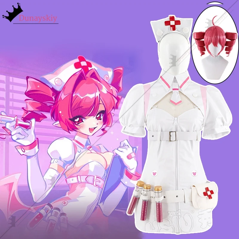 

Buro Cosplay Costume Virtual Idol Cosplay Anime Cos MuseDash Costume Nurse Top Skirt Halloween Party Disguise for Adult Women