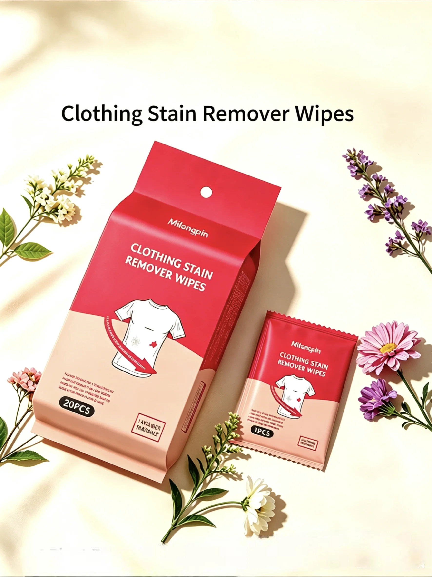 White T-shirt/White Shoe/Clothing Oil Stain Remover Wipes, Individual Small Packs for Easy Carrying and Storage