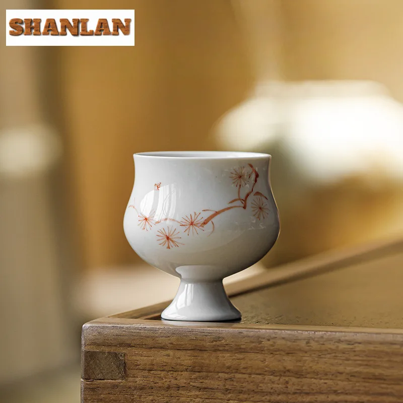 

2pc/lot Hand-painted Pine Teacup Boutique Tea Bowl Mug Tea-tasting Smelling Cup Chazhan Master Cups Drinkware Collection 65ml