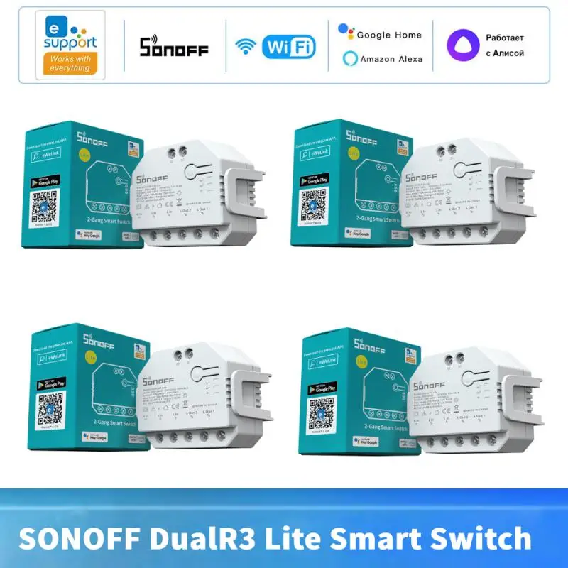 

Умный мини-переключатель SONOFF DualR3 Lite, двухстороннее управление, Wi-Fi, таймер, автоматизация умного дома, EWelink, Alexa, Google Home