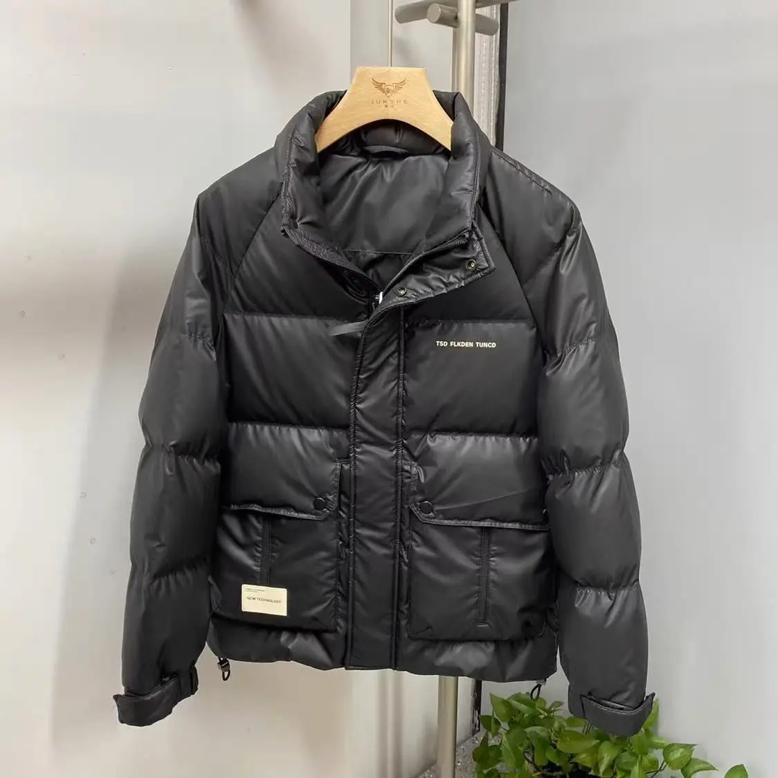 Winter Korean Slim PU Leather Jacket  Unisex Stand Collar Warm Tooling Coat