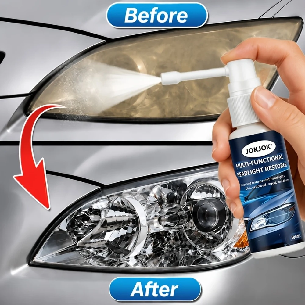 Professional Headlight Restorer - Removes Yellowing, Oxidation, and Haze - Lens Polishing and Grinding Material - Effectively En
