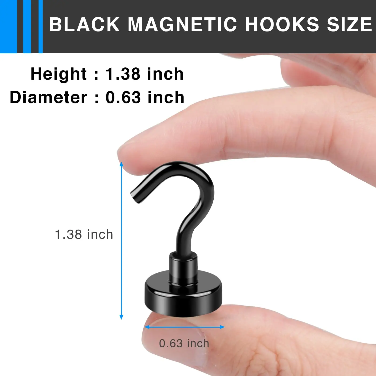 12 Pack Black Magnetic Hooks, 30Lbs+ Heavy Duty Strong Magnet Hooks for Cruise Cabins, Refrigerator, Kitchen, Grill, Classroom