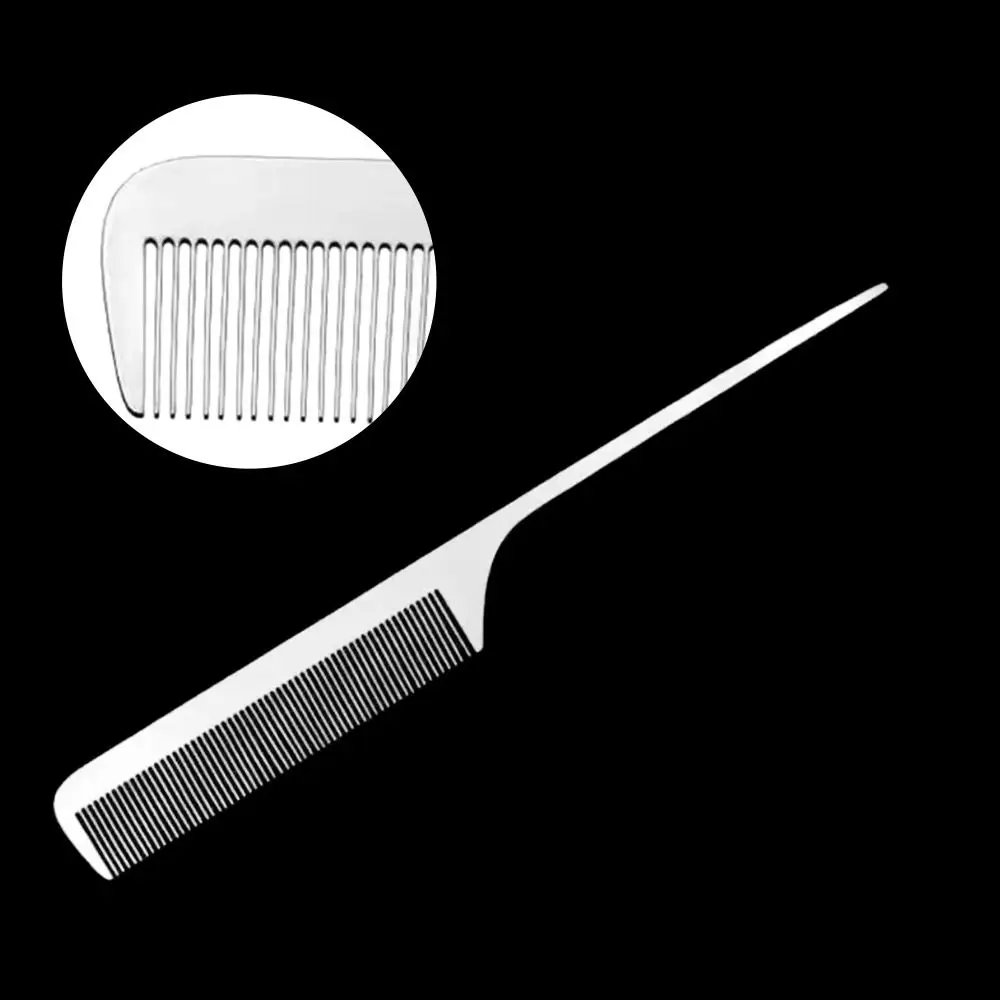 Stainless Steel Anti Static Comb Ultra-thin Silver Hairdressing Styling Comb Hair Cutting Tools Hair Combs Metal Barber Comb