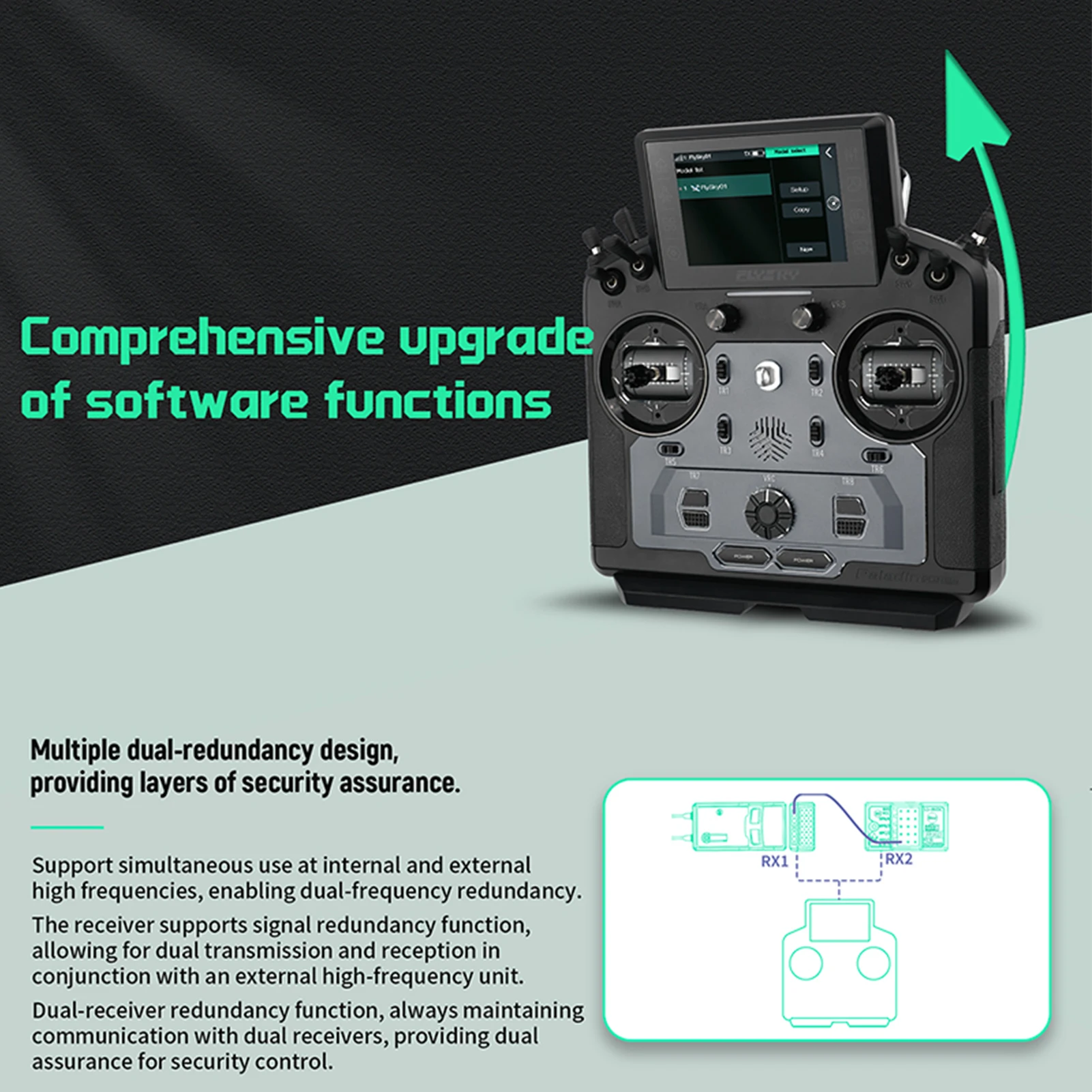 Transmissor RC de 18 canais com kit receptor com tela sensível ao toque IPS, antena dupla, para avião, helicóptero, carro, barco, robô, planador