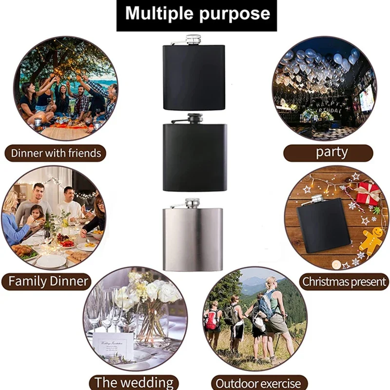 1-18Oz Stainless Steel Hip Flask Liquor Alcohol Whiskey Flask Cap Bottle Travel Liquid Container Accessory Portable Hip Flask