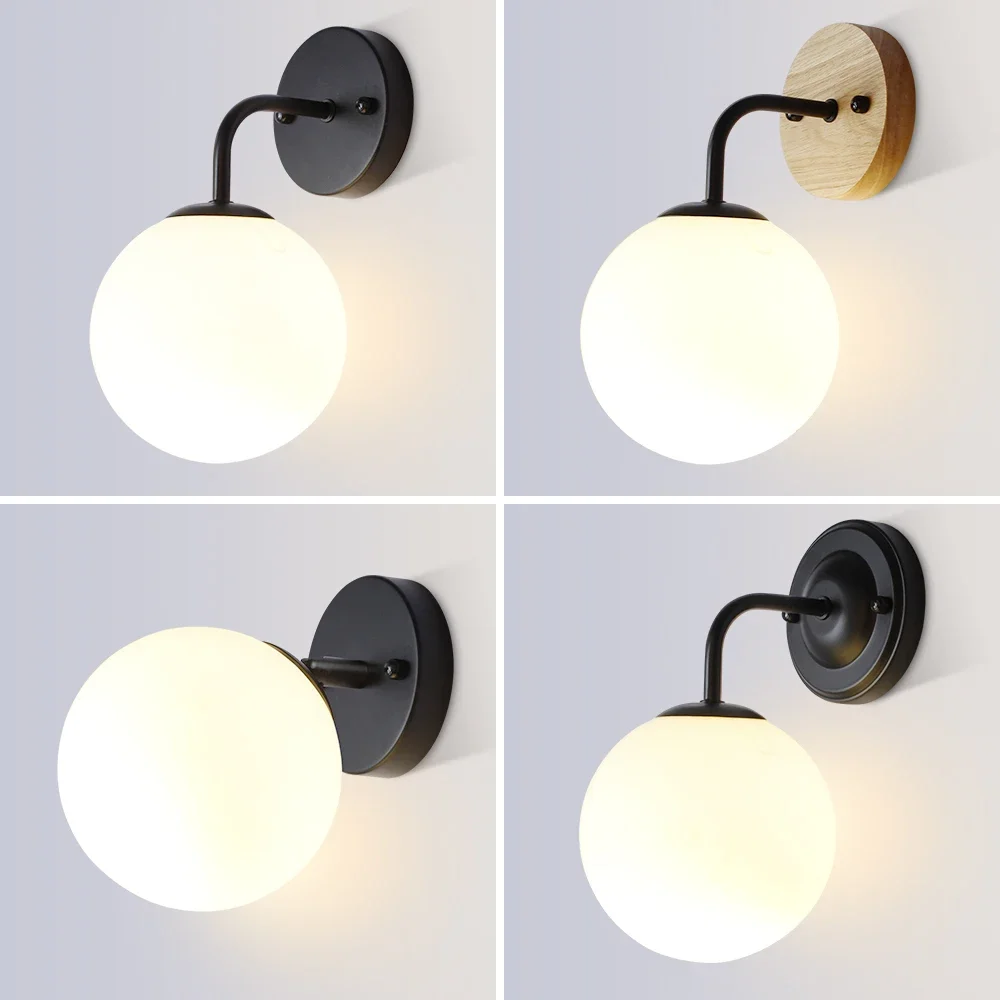 

Factory direct sales Modern Style E27 LED Wall Lamps Nordic Ball Wall Lights for Hallway Bedroom Bedside Lamp Wall Sconc