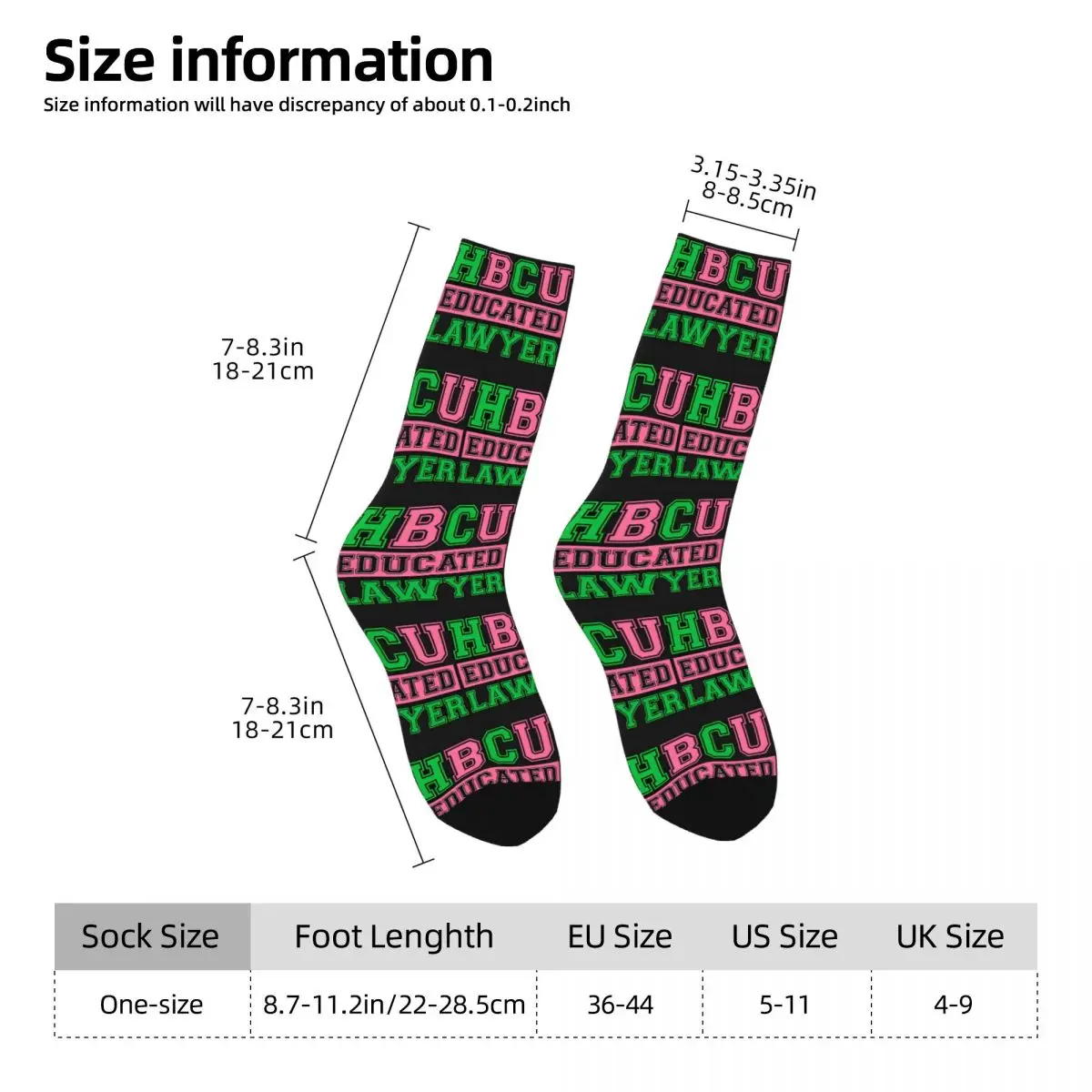 HBCU Educated AKA Stockings Men Socks High Quality Leisure Socks Winter Skateboard Non Slip Graphic Socks Gift Idea