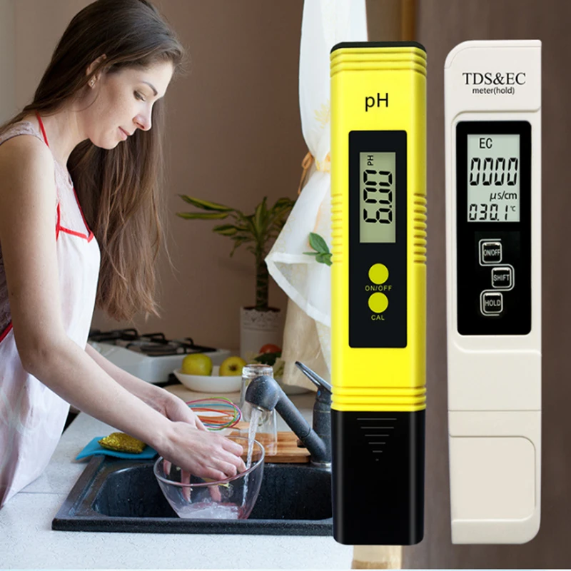 2Pcs Water Quality Conductivity PH Detection Pen Conductivity Acid-base Detection Pen PH Tester Water Quality Testing Kit