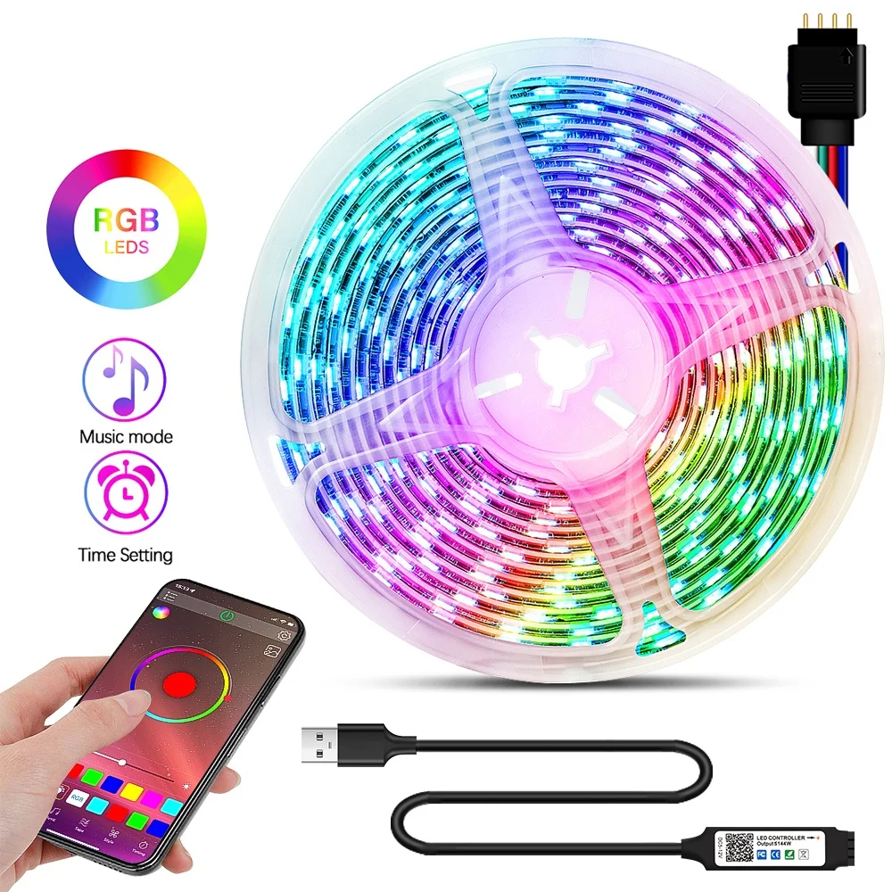 LED Strip 5050 RGB Not waterproof 30LED TV Background Lighting  USB DC5V 1M 2M 3M 5M DIY Flexible LED Light.Music mini controlle