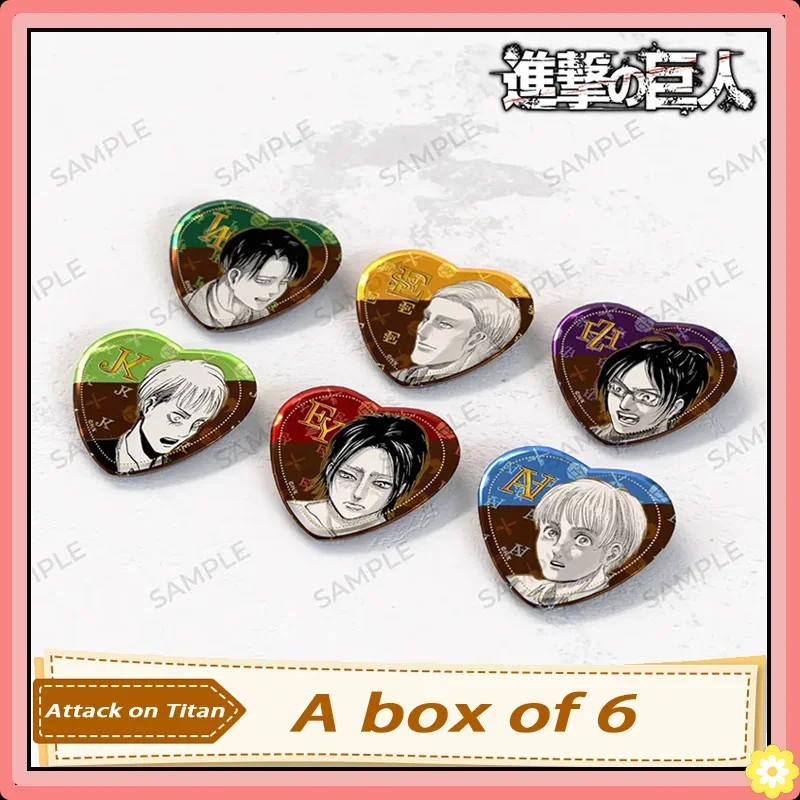 Attack on Titan Tinplate Badge Peripheral Products ErenErwin Levi  Heart Shaped Badge White Day Genuine ANIQUE in Stock Original