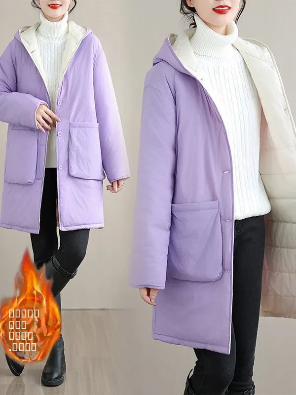 دافئ القطن Jaet مقنعين منتصف طول Thiened القطن ملء العلامة التجارية المرأة Faion معطف الشتاء الكورية Sle تخفيف ودية