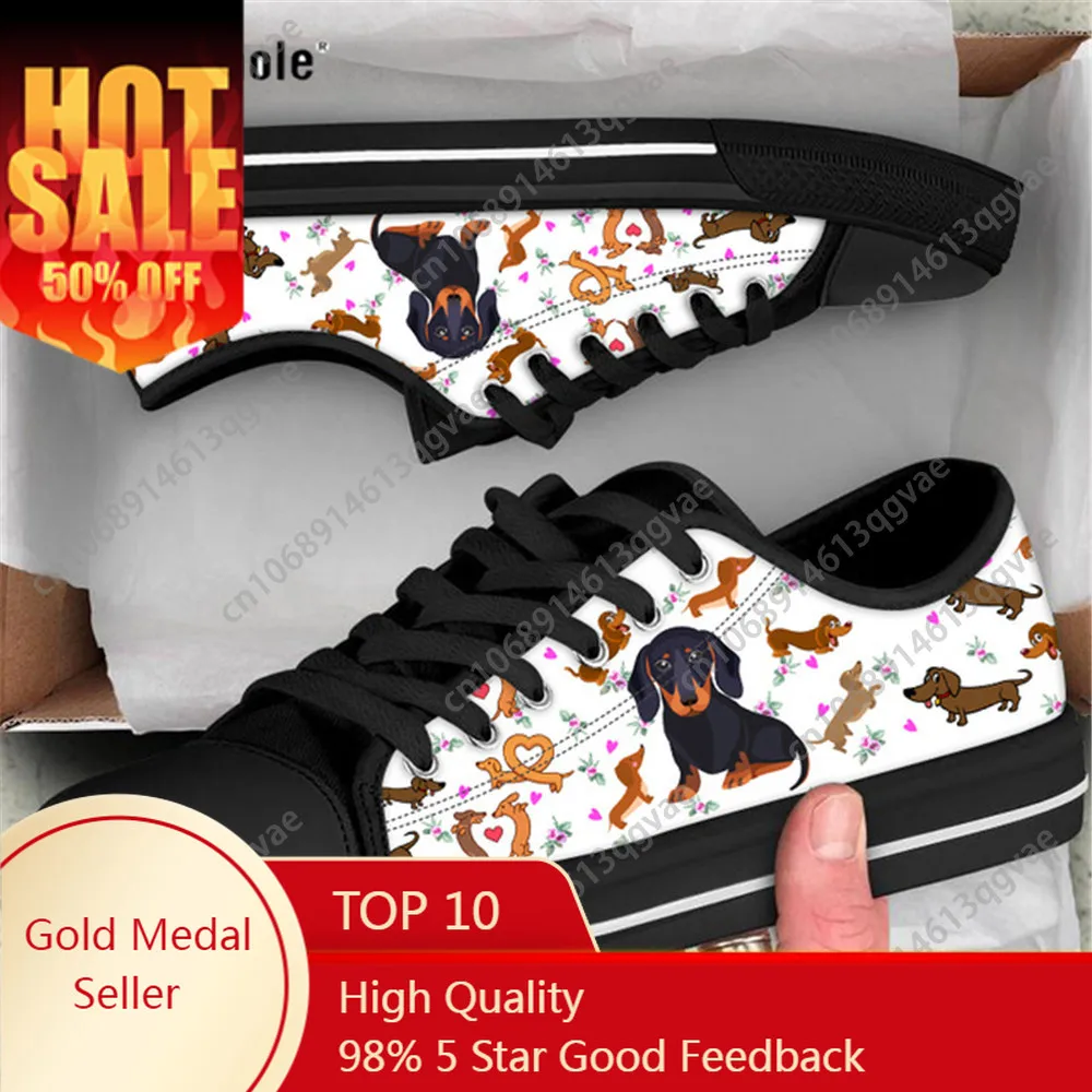 

Cute Dachshund Print Pet Dog Low Top High Quality Sneakers Mens Womens Teenager Canvas Sneaker Couple Shoes Custom Made Shoe