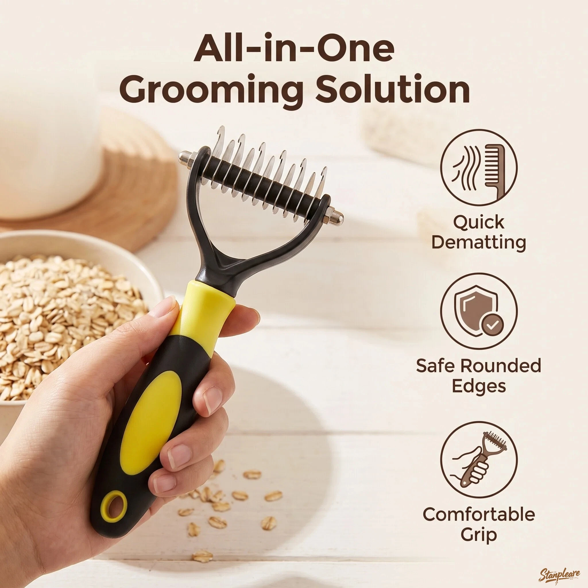 Pet Dematting Comb Double Sided Dog Cat Grooming Brush 2 Sizes 5 Colors Anti Slip Handle Removes Tangles Loose Hair Removal tool