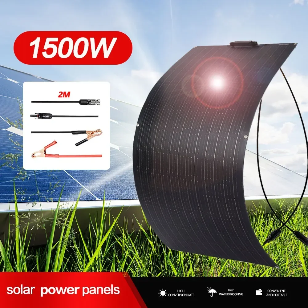 

1500W 3000W Solar Panel 18V High Efficiency Portable Power Bank Flexible Charging Outdoor Solar Cells For Home/Camping tourism