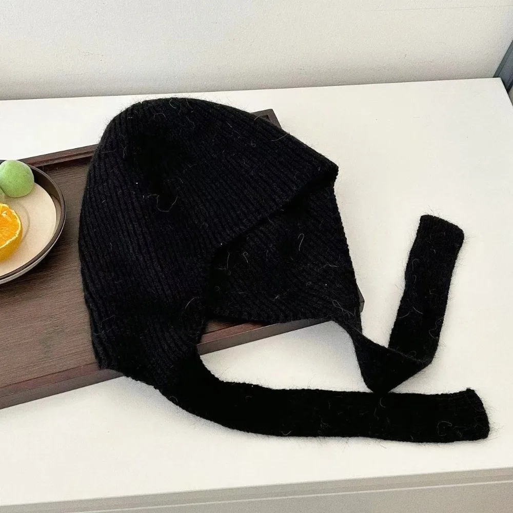 Thermal Cap Minimalist Knit Earflap Hat Windproof Soft Warm Skull Cap Thickened High Quality Tie Strap Beanie Cold Weather