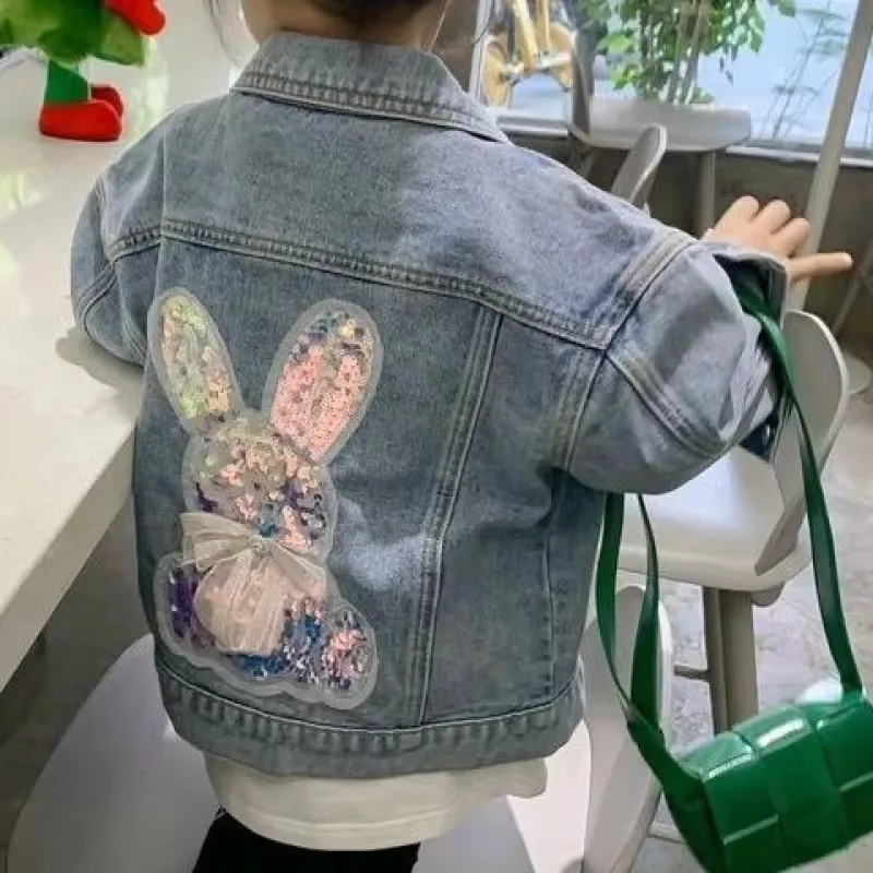 New Children\'s Denim Coat Girls Fashion Casual Cute Jacket Spring Autumn 2024 Kids Loose Button Outerwear 2-10 Years Old