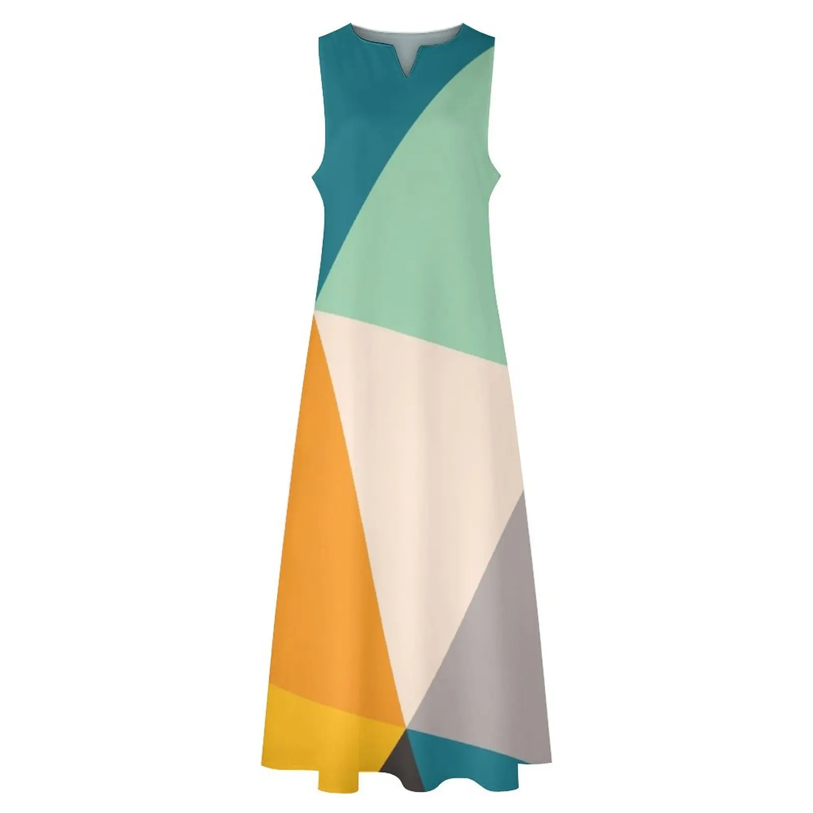 مثلثات هندسية ملونة (2012) فستان طويل ملابس حفلة موسيقية ملابس نسائية صيفية أطقم نسائية أنيقة فستان #3