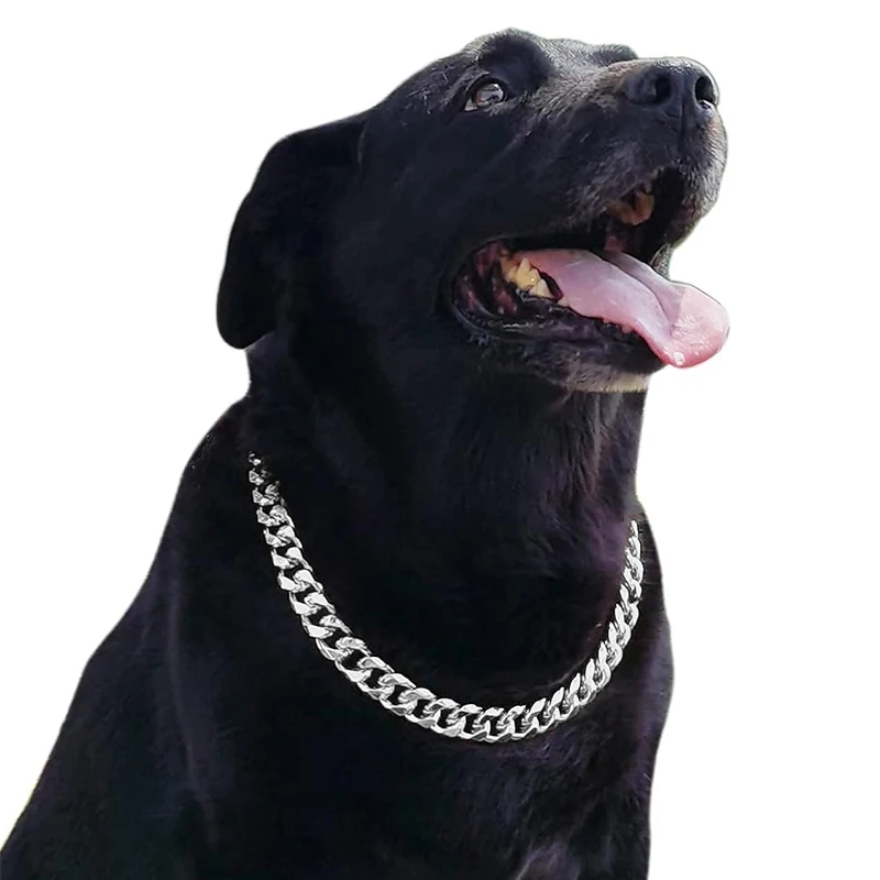 

Cuban Link Dog Collar 23MM Light Metal Silver Chain Dog Necklace,Fashion Jewelry Accessories for Puppy Dog,Bully