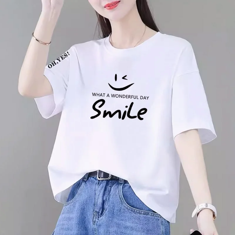 オレンジ色の痩身女性用 T イルト夏カジュアルオルトスルーフィットハイファイオン韓国スレコットンブレンドトップ