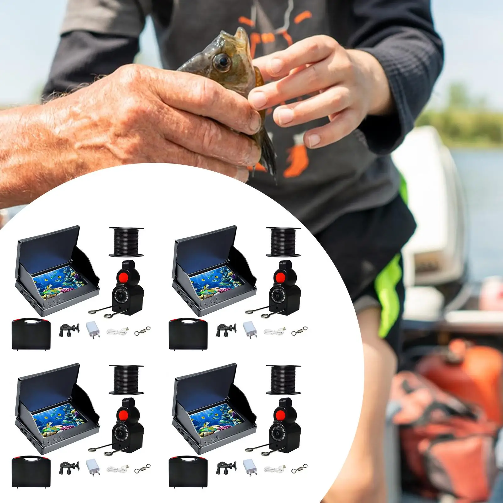 

Fish Finders Stable Depth Finders Fishing Tools Portable Vision Color Monitor for Ice Fishing Open Water Water Sports Boat Lake