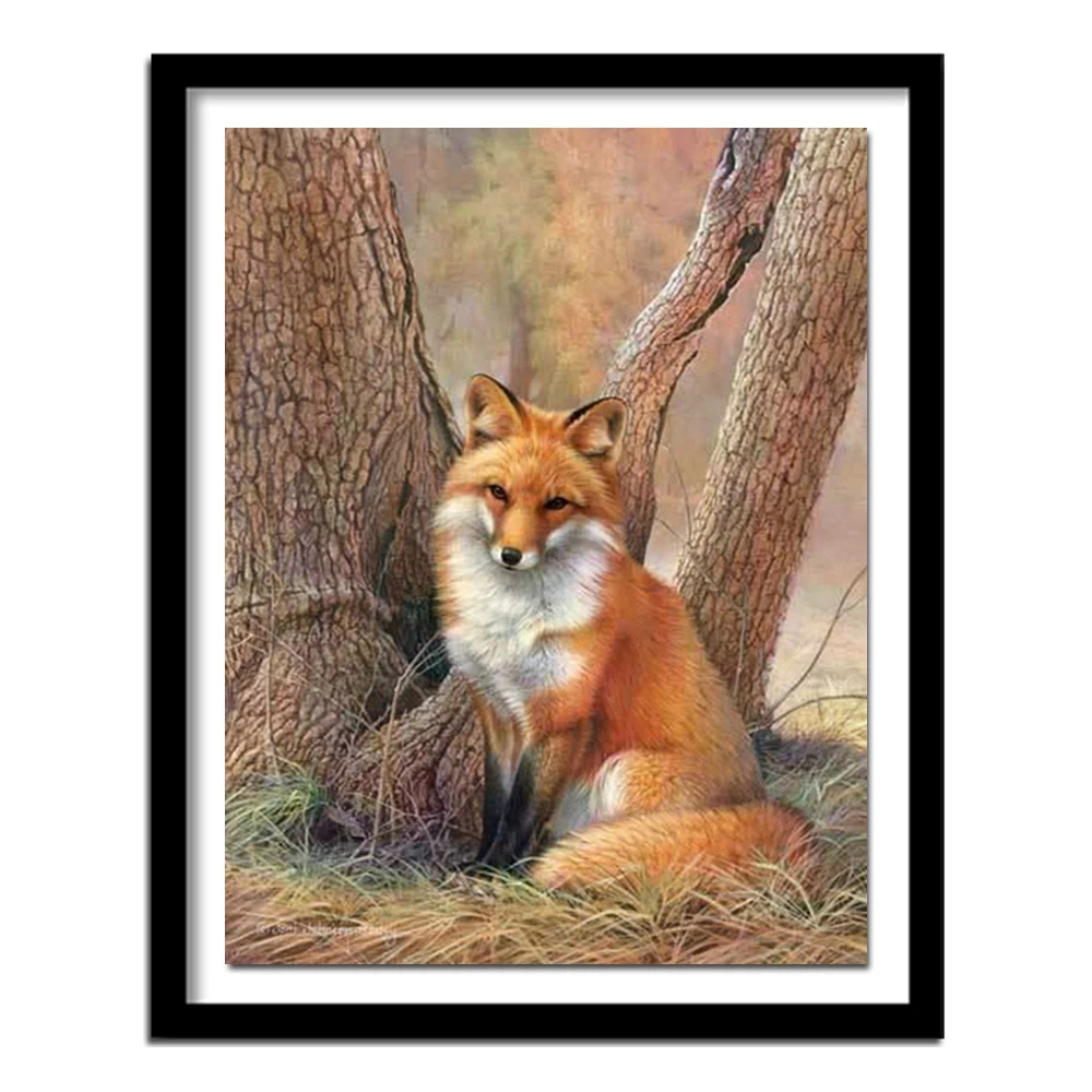 The fox under the tree crafts diamond embroidery needlework diamond painting cross stitch home decor diamond  square