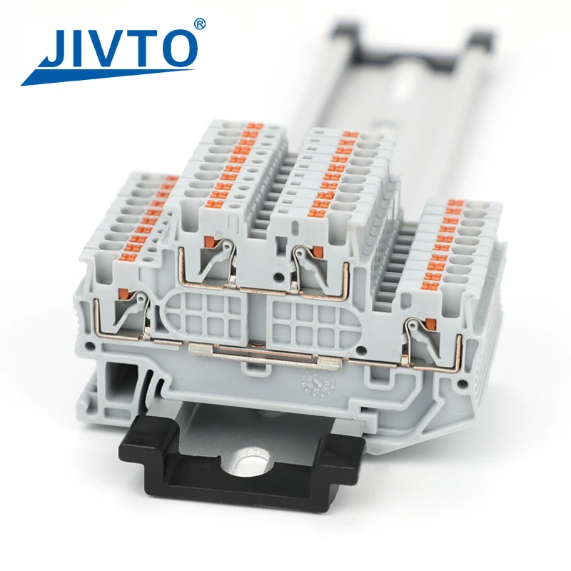 

5 PCS PTTB 1.5/S Double Level Push-in Din Rail Terminal Block 4-Conductor PT 1.5mm² Cable Electrical Wire Connector PTTB1.5
