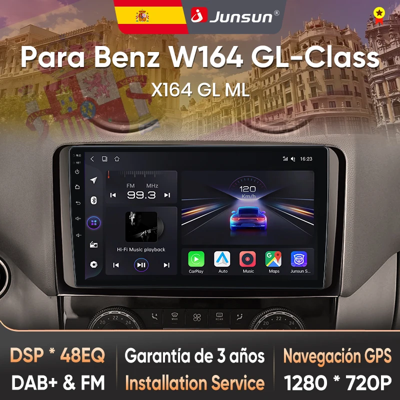 Junsun Radio VozAI für Benz M-Klasse W164 GL-Klasse X164 ML GL Kabelloses CarPlay AndroidAuto Autoradio 2DIN mit BT DAB+ GPS RDS