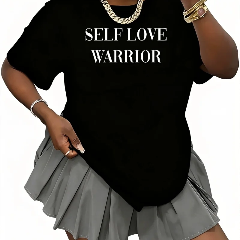 Self Love Warrior Women's 100% Cotton T-Shirt Short Sleeve Top Casual Round Neck Fun Print Tee S-5Xl